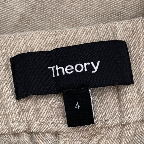 Theory linen pants Thorina Tierra Wash Cropped elastic waist stretchy minimalist - Picture 4 of 16